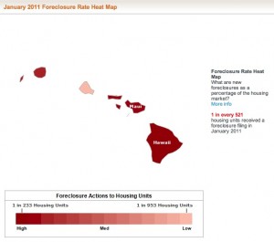 January 2011 Hawaii Foreclosure Heat Map